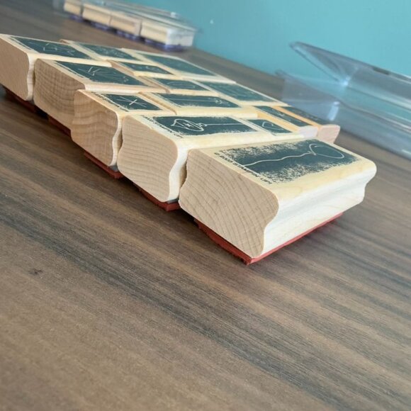 Stampin Up! 2003 Stipple Celebrations Rubber Stamp Set Of 14 In Plastic Case - Picture 5 of 8